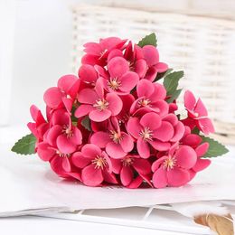 Decorative Flowers 35 Heads Artificial Silk Begonia 4pcs Green Leaves Bouquet Fake For Wedding Table Party Vase Home Decoration