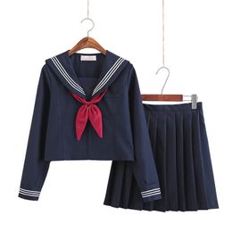 Large-Size S-5XL 8 Sizes Japanese JK Uniforms School Dresses For Girls Navy Blue Sailor Suit Jacket Middle School Uniforms Suits 240513
