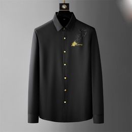 Mens Shirts Top horse Embroidery blouse Long Sleeve Solid Colour Slim Fit Casual Business clothing Long-sleeved shirt Printed shirt z40