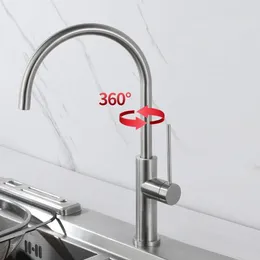 Kitchen Faucets Mixer Water 304 Stainless Steel Material 360 Rotation Single Handle Cold & Ceramic Valve Core