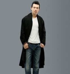 Whole Men linen trench coat long shawl cardigan high quality street men punk loose fashion casual outerwear coats A687544759