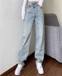 Mom Jean039s Jeans Baggy High Waist Straight Pant White Black Fashion Casual Loose Undefined Trousers 2202241579881