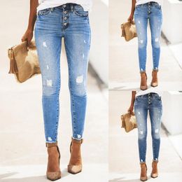 Women's Jeans Women Stretchy High Waisted Straight Leg Ripped Boyfriend Ankle Denim Pants Daily Casual All-Math Plain Trousers