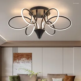 Chandeliers Modern Led Chandelier For Living Room Aluminium Pendant Lamp Bedroom Dimmable Ceiling Fixtures Black Indoor Light