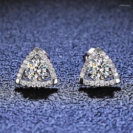 Stud Earrings Silver 0.5 Carat Excellent Cut Diamond Test Past D Colour Moissanite Creative Triangle 925 Sterling Party Jewellery