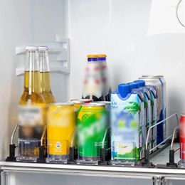 Kitchen Storage Self-Pushing Soda Can Dispenser Refrigerator Beverage Rack Adjustable Beer Pusher Holder