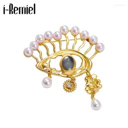 Brooches Retro Big Eye For Women Men Pearl Crystal Rhinestone Metal Badge Corsage Jewelry Coat Suit Lapel Pin Accessories Gifts
