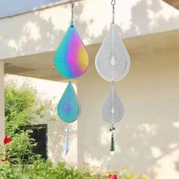 Decorative Figurines 42cm Rainbow 3D Bearing Rotates Water Droplet Arrowhead Crystal Pendant Spinning Sequin Wedding Party Fairy Garden