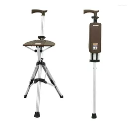 Camp Furniture LL High Quality Aluminum Alloy Foldable Walking Cane Stick With Seat Adjustable Elderly Crutch Chair Stool