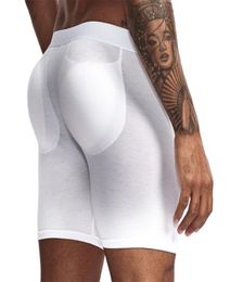 Men Sexy Padded Long Boxer Underwear ButtEnhancing Underpant Trunk Removable Pad Butt Lifter Enlarge Pouch Shorts Male Panties Y23221233