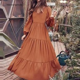Casual Dresses Spring Summer Retro Women Dress Long Sleeves Clothing V-neck Solid Colour Korean Style Loose Streetwear