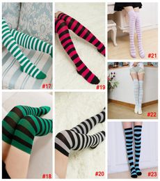 women Stockings Striped Printed Socks Knee High Socks Fashion Stockings Thigh Girls Sport long Socks Party Dress Up Leggings LJJA38525677