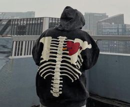 Men039s Hoodies Sweatshirts Y2k Zip Up Hoodie Men Cotton Skeleton Sweatshirt Women Sweat Oversize Broken Heart Aesthetic Grap2365664