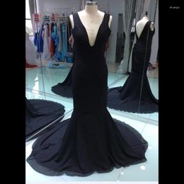 Party Dresses 2024 Real Sample Po Black Prom Dress Sexy Long Formal Evening Gown Plus Size Custom Made 8 10 12