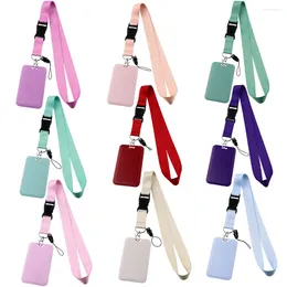 Keychains Solid Color Lanyard ID Badge Holder Key Ring Bag Travel Business Card Cover Keychain Fashion Phone Charm Accessories