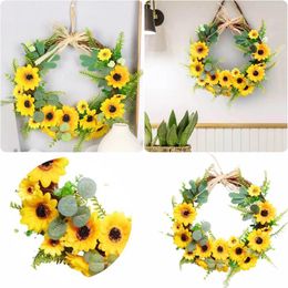 Decorative Flowers Sunflower Wreath For Summer Decoration In Traditional European Country Style Flower