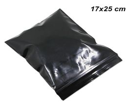 Black 17x25cm Poly Plastic Zipper Lock Food Storage Packaging Pouch Resealable Plastic Food Storage Self Sealed Package Poly Bag1564681