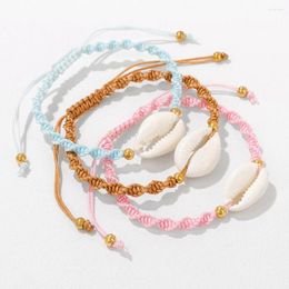 Strand 2024 Bohemian Natural Shell Bracelet For Women Trendy Handmade Pink Blue Braided Adjustable Bracelets Summer Beach Jewelry Gifts