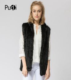 VT802 16 colors woman girl real rabbit fur vest jacket spring winter warm knit coat vest black beige3229983