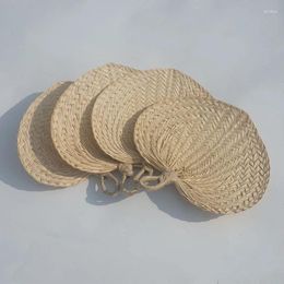 Decorative Figurines Handmade Straw Fan Hand-Woven Palm Leaf Hand Woven Heart Shaped Summer Cooling Mosquito Repellent Fans Art Crafts