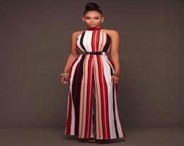 Top quality high design 2018 striped women bodycon jumpsuit sleeveless long jumpsuit rompers oneck sexy rompers G0375622692