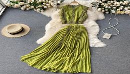 Holiday Suits For Women Skirts Summer Lace Women Top High Waist Pleated Chiffon White Skirt Women 2 Pices Set Beach Dress 2203118865117