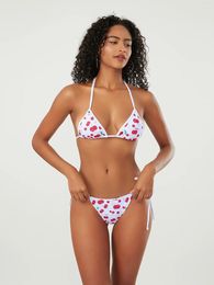 Women's Swimwear Sunloudy Women S Two Piece Bikini Swimsuit Halter Triangle Tops Tie Side Thong Bathing Sexy String Sets