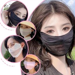 Scarves 2024 Hollow Eye Protection Breathable Sun Mask For Women's Anti-Uv Cycling Full Face Silk
