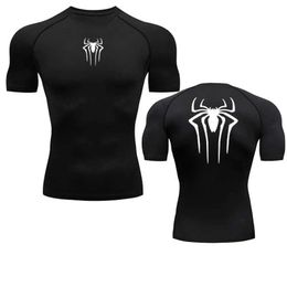 Men's T-Shirts Printed mens sports compression shirt sports quick drying breathable Rush protection sports tight training top summer mens Q240517