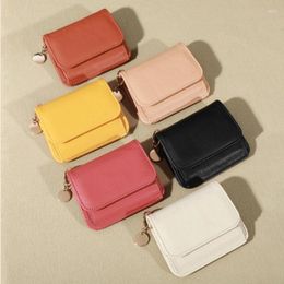 Wallets Solid Wallet Color Coin Card Key Lipstick Multicolor Pu Leather Purse Casual Cowhide Mini For Ladies