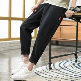 Men's Pants Sport Trousers Straight Ankle-banded Sweatpants With Side Pockets For Gym Training Jogging Elastic Waist Solid Color Long