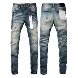 Men's Jeans Top Quality Purple Men Fashion Streetwear Distressed Blue Fashionable Repair Low Rise Tight Denim Pants