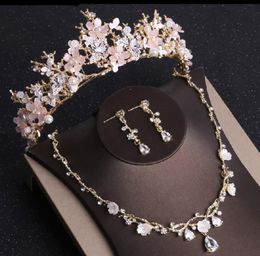 Fashion Baroque Gold Color Butterfly Crystal Costume Jewelry s Rhinestone Choker Necklace Earrings Tiaras Crown Jewelry Set5061631