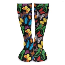Women Socks Colourful Butterfly Autumn Cute Animal Print Stockings Fashion Couple Quality Design Outdoor Sports Anti Slip