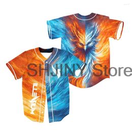 Men's T Shirts Illenium Phoenix Orange And Blue Split Rave Baseball Jersey EDM Festivals 2024 Short Sleeve Women Men Fashion Tops