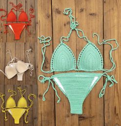 10 Colour Beach Women039s Summer Crochet Bikini Sets Sexy Swimwear Push up Bikini Swimsuit Bathing Suit7934182