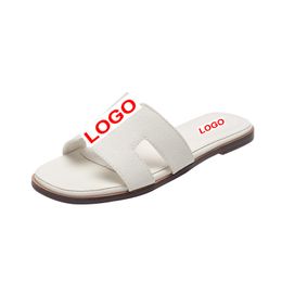 2023-1 med Box Luxury Beach Sandals Classic äkta läder tofflor Designer Slides Women Flat Slide Flip Flops Crocodile Skin Sandal Womens Shoes Fashion Slipper