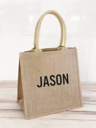 Shopping Bags Personalised Bridesmaid Jute Bag Custom Name Bachelorette Party Beach Wedding Favours Proposal Gift Burlap Tote