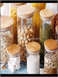 Bottles Jars Container Bamboo Lid High Borosilicate Glass Kitchen Grain Sealed Freshkeeping Box Storage Jar Wbfmm Byi4W5844135