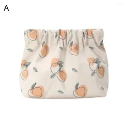 Storage Bags Durable Soft Surface Built-in Spring Easy To Carry Cute Peach Printing Portable Women Change Purse Makeup Pouch Keep Tidy