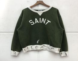 Vintage Green Hoodie Men039s Letter Printed Sweatshirts Men Womens ColorBlock Fleece Hoodies Sweatshirt Fashion Hip Hop Tops Ho9671340