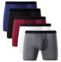 5Pcslot Men Long Leg Boxer Cotton Men Underwear Underpants Boxer Shorts calzoncillos hombre marca European Size S M L XL 2XL 20104062780