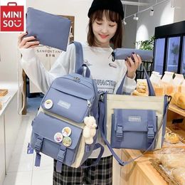 School Bags 5 Piece Set Kawaii For Teenage Girls Canvas Solid Colour Women Backpack Female Teen Student Laptop Bag Bagpack