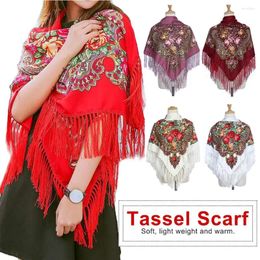 Scarves Cotton Vintage Big Size Pashmina Russian Style Floural Tassel Scarf Wraps Shawl Square