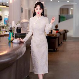 Ethnic Clothing High-end Chinese Traditional Cheongsam Good Quality Elegant And Pretty Women's Improved Long Sleeve Qipao Dress Modern