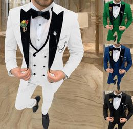 Men039s Suits Blazers Designs White Suit Men 3 Piece Slim Fit Wedding Groom Dress Tuxedo Green Dinner Blazer Double Breasted 4272936