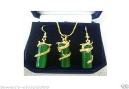 Costume Jewellery Green jade dragon necklace pendant earring setsltltlt1023282