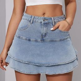 Skirts Mini Skirt For Girl Women Fashionable Denim Short Sexy And Slimming Double Layered A-Line Trendy Girls