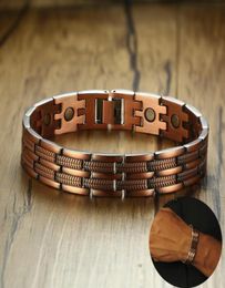 Mens Elegant Pure Copper Magnetic Therapy Link Bracelet Pain Relief For Arthritis And Carpal Tunnel Male Jewellery 846quot Y190511427378