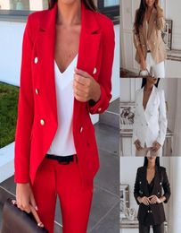 Womens Long Sleeve Blazer Suit Coat ice Work Ladies Formal Suit Jacket Double Breasted Thin Outwear Jacket Plus Size 3XL Tops5027708